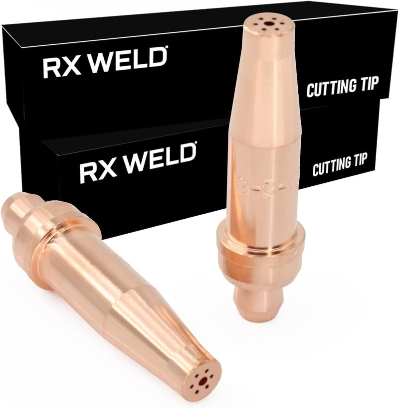 RX WELD 3-3-101 Acetylene Cutting Torch Tips, Fit V-Style Light/Medium Duty Torch - Pack of 2 (3-3-101) - Image 1